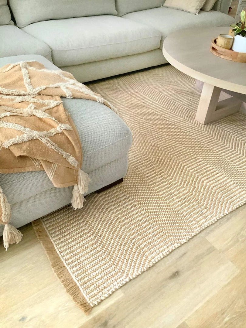 Miss Amara Nita Cream And Brown Jute Rug
