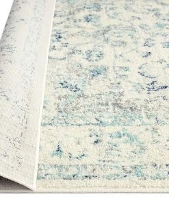 Miss Amara Noor Blue And Ivory Traditional Distressed Runner Rug