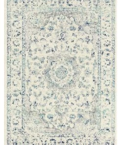 Miss Amara Noor Blue And Ivory Traditional Distressed Rug