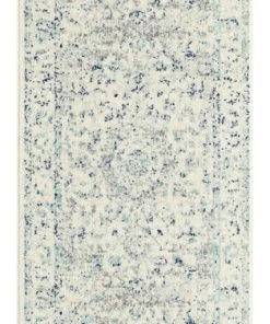 Miss Amara Noor Blue And Ivory Traditional Distressed Runner Rug