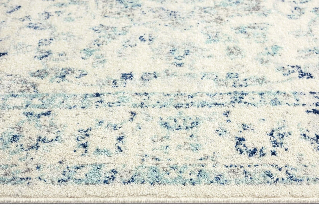 Miss Amara Noor Blue And Ivory Traditional Distressed Rug