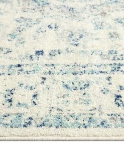 Miss Amara Noor Blue And Ivory Traditional Distressed Runner Rug