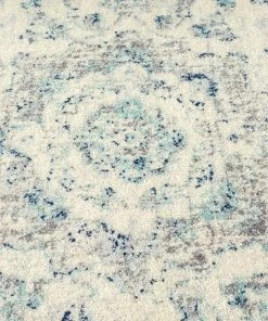Miss Amara Noor Blue And Ivory Traditional Distressed Rug