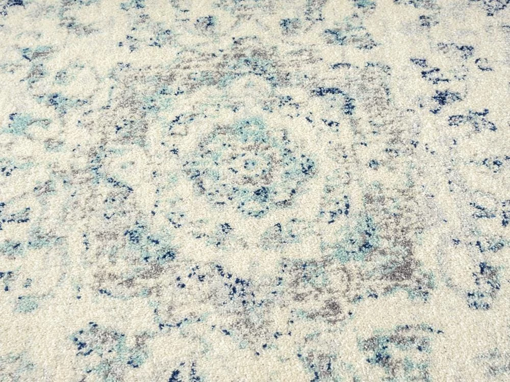 Miss Amara Noor Blue And Ivory Traditional Distressed Rug