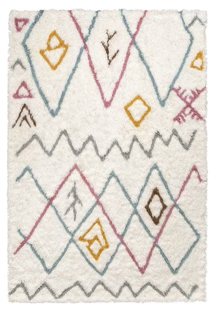 Miss Amara All Rugs Nori Pastel Multi-Colour Abstract Tribal Shag Rug