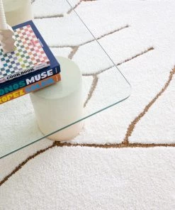 Miss Amara All Rugs Nyla Cream And Gold Tribal Shag Rug