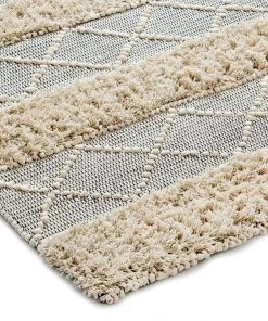 Miss Amara Ode Ivory Diamond Pattern Shag Rug