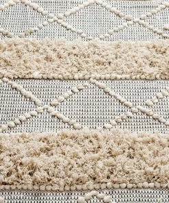 Miss Amara Ode Ivory Diamond Pattern Shag Rug
