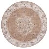 Miss Amara Olive Caramel Brown Traditional Medallion Round Rug All Rugs