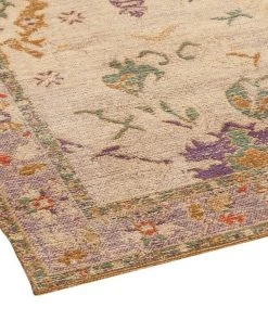 Miss Amara Olivia Boho Beige Purple And Coral Runner Rug
