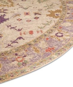 Miss Amara All Rugs Olivia Boho Beige Purple And Coral Round Rug