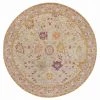 Miss Amara All Rugs Olivia Boho Beige Purple And Coral Round Rug