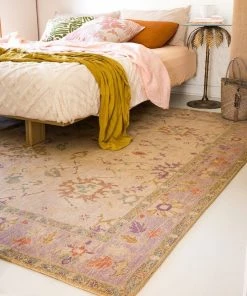 Miss Amara Olivia Boho Traditional Beige Purple And Coral Rug