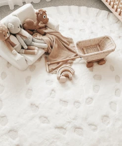 Miss Amara All Rugs Omega Ivory Abstract Tribal Round Rug