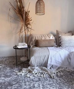 Miss Amara All Rugs Ophelia Stone Grey Traditional Distressed Medallion Rug