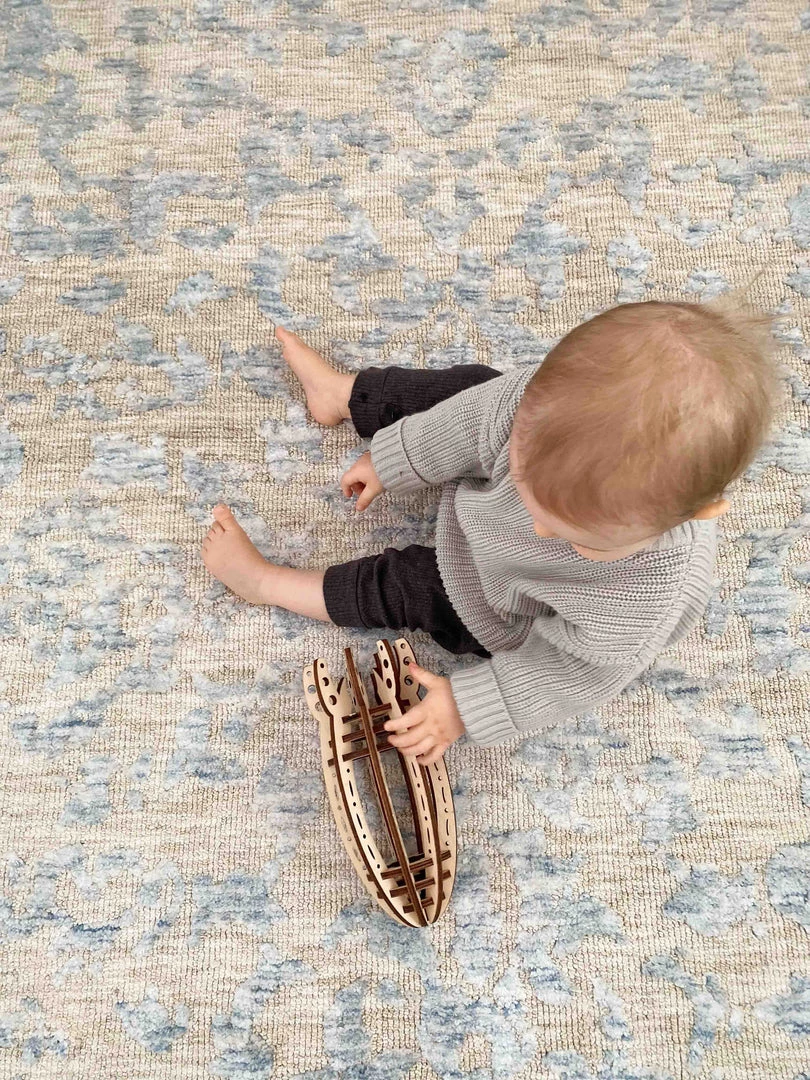 Miss Amara Oriana Blue Ivory And Beige Floral Transitional Rug