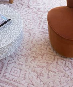 Miss Amara Paloma Peach And Ivory Tribal Patterned Rug