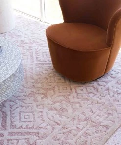 Miss Amara Paloma Peach And Ivory Tribal Patterned Rug