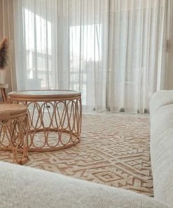 Miss Amara Paloma Peach And Ivory Tribal Patterned Rug