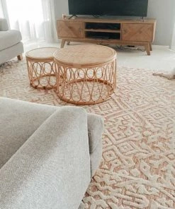Miss Amara Paloma Peach And Ivory Tribal Patterned Rug