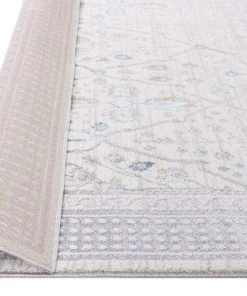 Miss Amara Pheobe Grey Cream And Blue Ornate Rug All Rugs