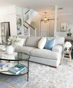 Miss Amara Pilar Grey Ivory And Blue Traditional Floral Rug All Rugs