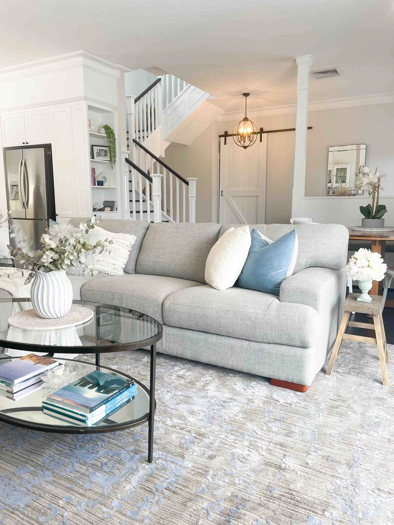 Miss Amara Pilar Grey Ivory And Blue Traditional Floral Rug All Rugs