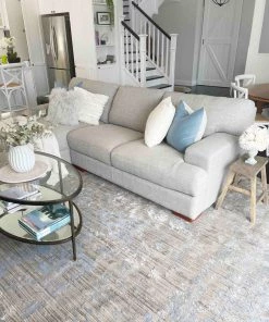 Miss Amara Pilar Grey Ivory And Blue Traditional Floral Rug All Rugs