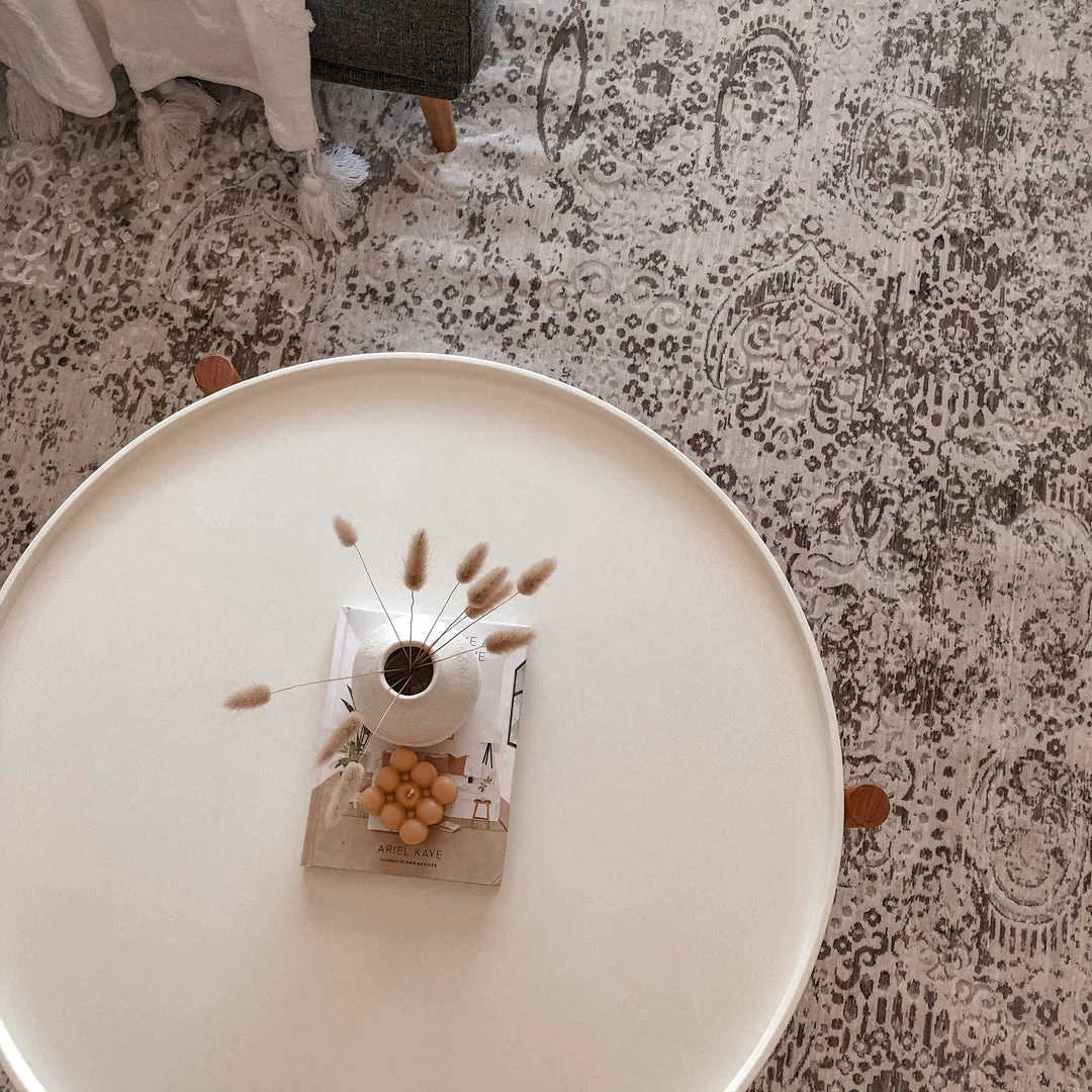 Miss Amara All Rugs Poppy Cream Brown And Grey Traditional Floral Rug