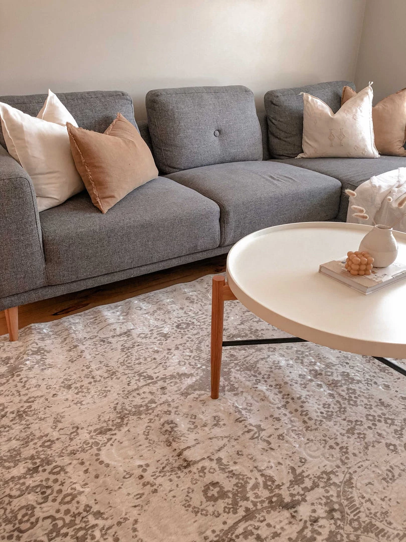 Miss Amara All Rugs Poppy Cream Brown And Grey Traditional Floral Rug