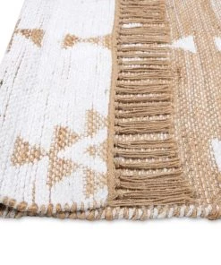 Miss Amara Quincy White And Natural Tribal Reversible Jute Runner Rug