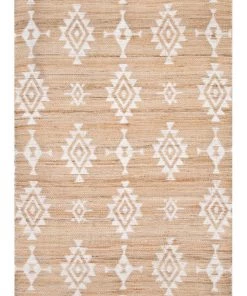 Miss Amara Quincy White And Natural Tribal Reversible Jute Rug All Rugs