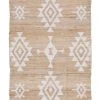 Miss Amara Quincy White And Natural Tribal Reversible Jute Runner Rug
