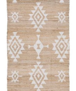 Miss Amara Quincy White And Natural Tribal Reversible Jute Runner Rug