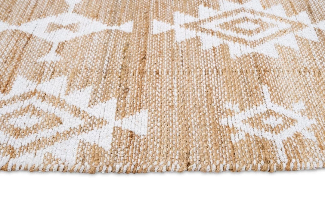 Miss Amara Quincy White And Natural Tribal Reversible Jute Runner Rug