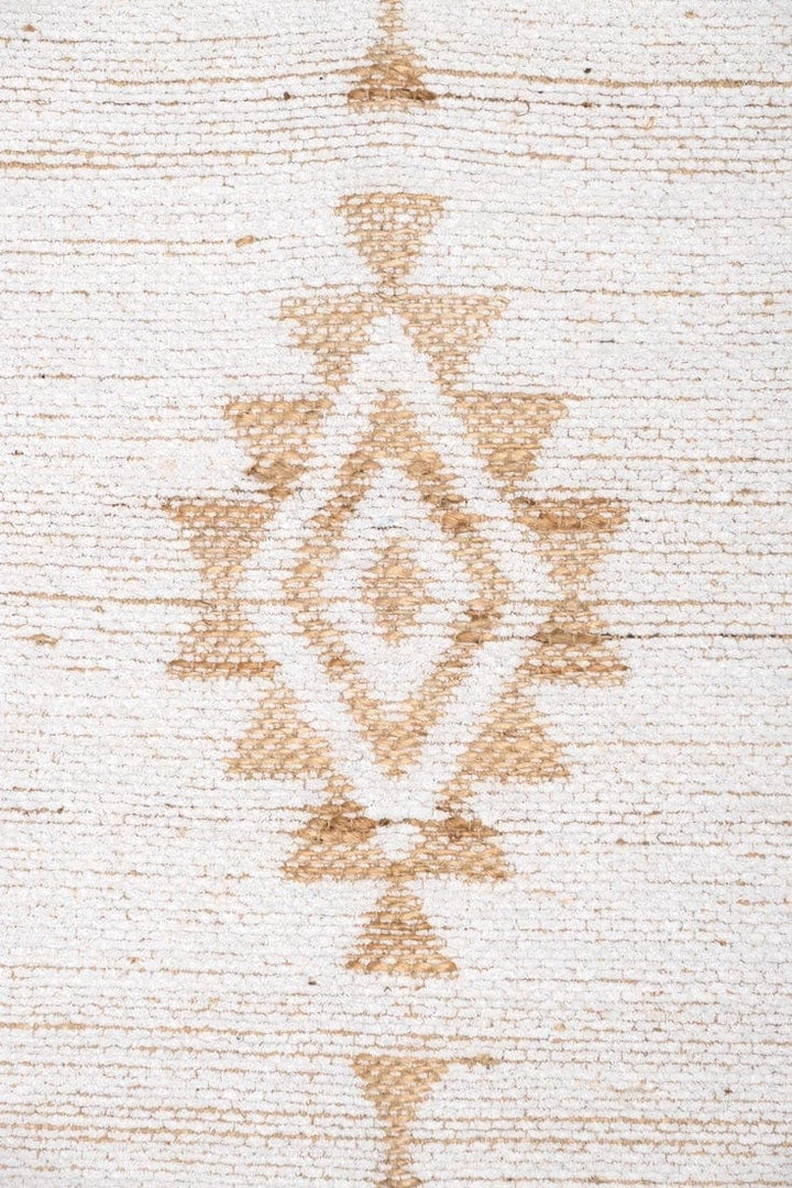 Miss Amara Quincy White And Natural Tribal Reversible Jute Runner Rug