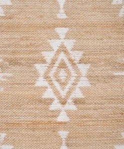 Miss Amara Quincy White And Natural Tribal Reversible Jute Runner Rug