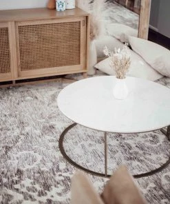 Miss Amara All Rugs Quinn Grey Ivory And Cream Floral Motif Rug