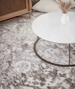 Miss Amara All Rugs Quinn Grey Ivory And Cream Floral Motif Rug