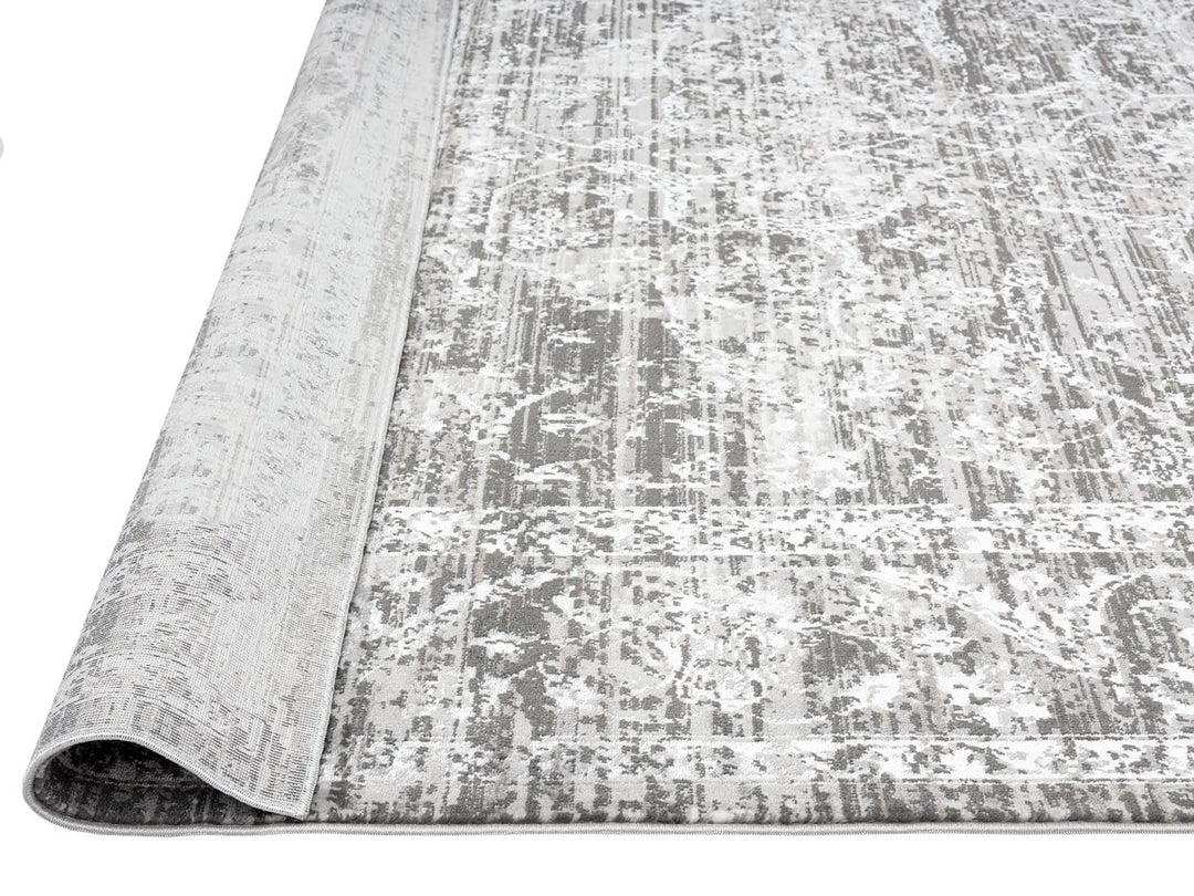 Miss Amara Raina Charcoal Grey And Ivory Traditional Distressed Runner Rug All Rugs