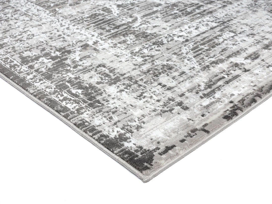 Miss Amara Raina Charcoal Grey And Ivory Traditional Distressed Runner Rug All Rugs