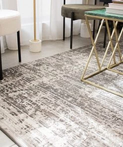 Miss Amara All Rugs Raina Charcoal Grey And Ivory Traditional Distressed Rug