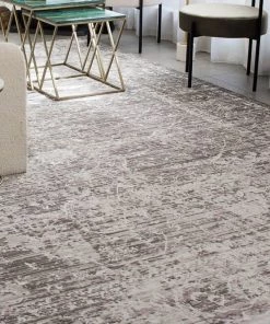 Miss Amara All Rugs Raina Charcoal Grey And Ivory Traditional Distressed Rug