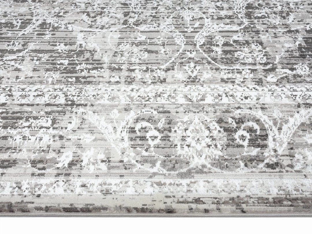 Miss Amara Raina Charcoal Grey And Ivory Traditional Distressed Runner Rug All Rugs