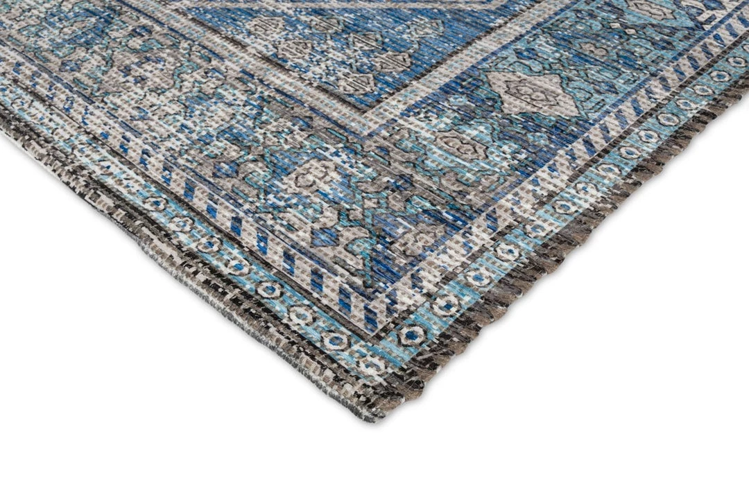 Miss Amara All Rugs Ranya Blue And Grey Floral Distressed Rug