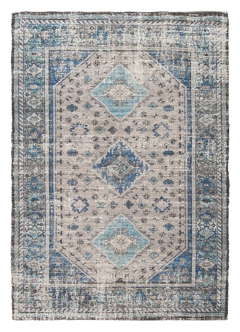 Miss Amara All Rugs Ranya Blue And Grey Floral Distressed Rug
