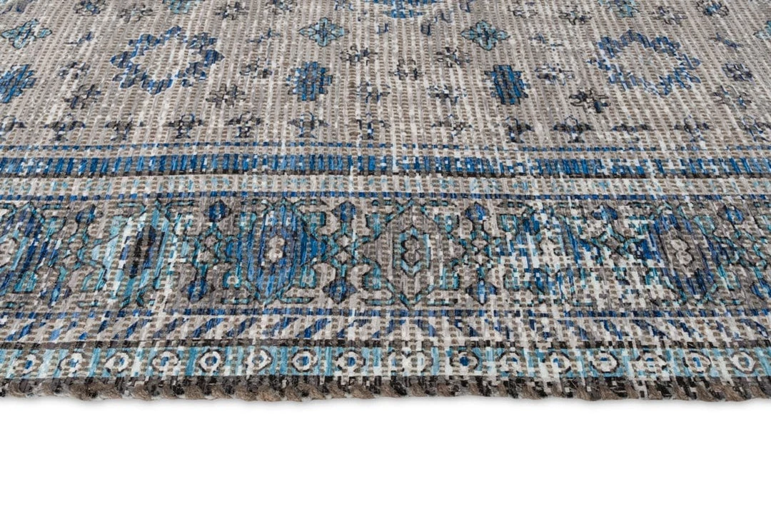 Miss Amara All Rugs Ranya Blue And Grey Floral Distressed Rug