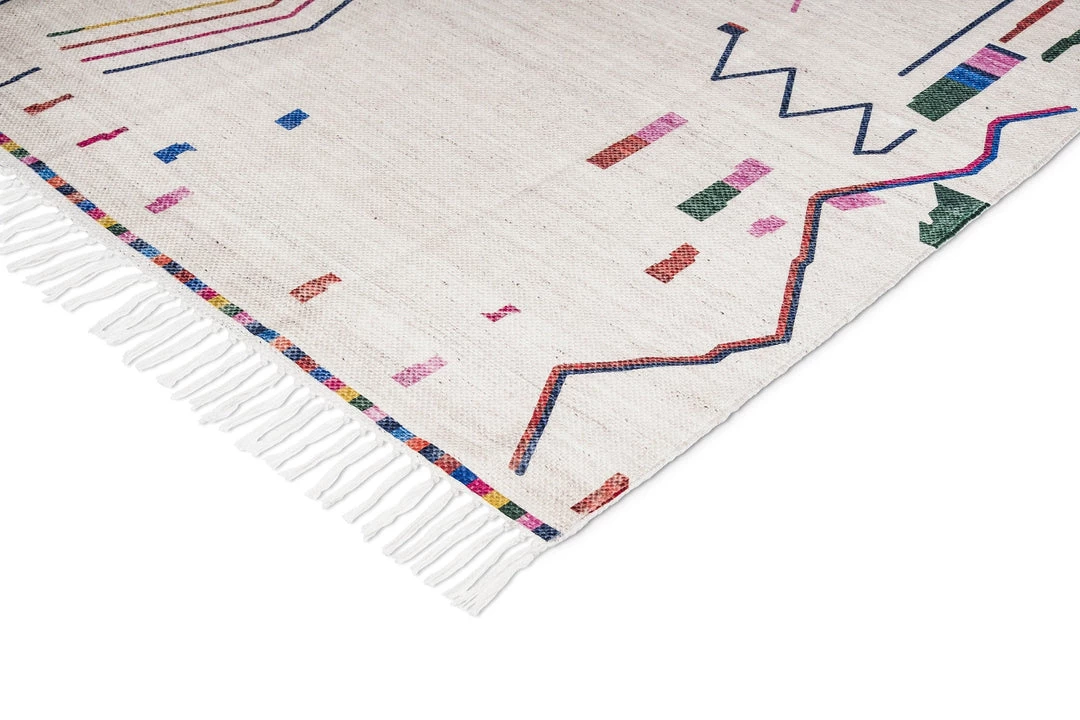 Miss Amara Remi Ivory Multi-Colour Abstract Tribal PET Rug All Rugs