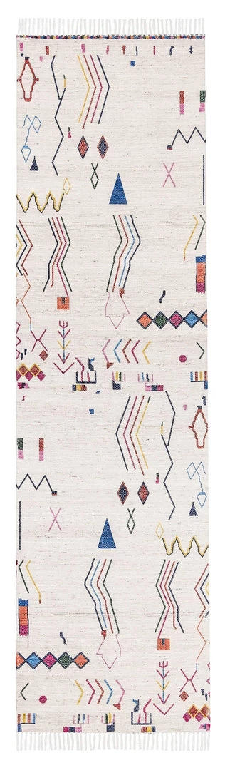 Miss Amara All Rugs Remi Ivory Multi-Colour Abstract Tribal PET Runner Rug