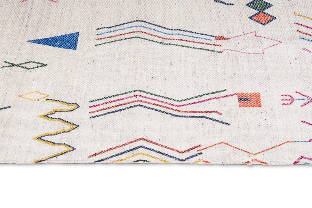 Miss Amara All Rugs Remi Ivory Multi-Colour Abstract Tribal PET Runner Rug